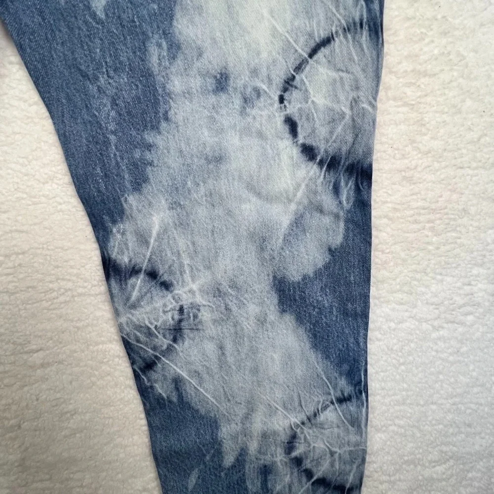 Juicy Couture NWT Tie Dye Straight Leg Jeans 30 High Rise w Pink Logo Sash Y2K - Picture 8 of 12